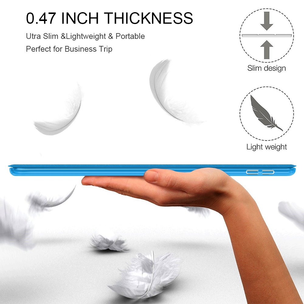 For iPad Pro 10.5 inch Cover Leather with Trifold Stand Shockproof Auto Sleep Wake Full Body Protective Light Slim Smart Tablet Case 2017 Sky Blue CAM-ULATA