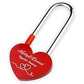 Custom Lock Heart Lock Engraved Padlock Personalized Love Locks for Bridge Couples Lover Padlock Gifts for Wedding Anniversary Valentines Boyfriend Girlfriend Wife Husband Travel Trip (Design 2)