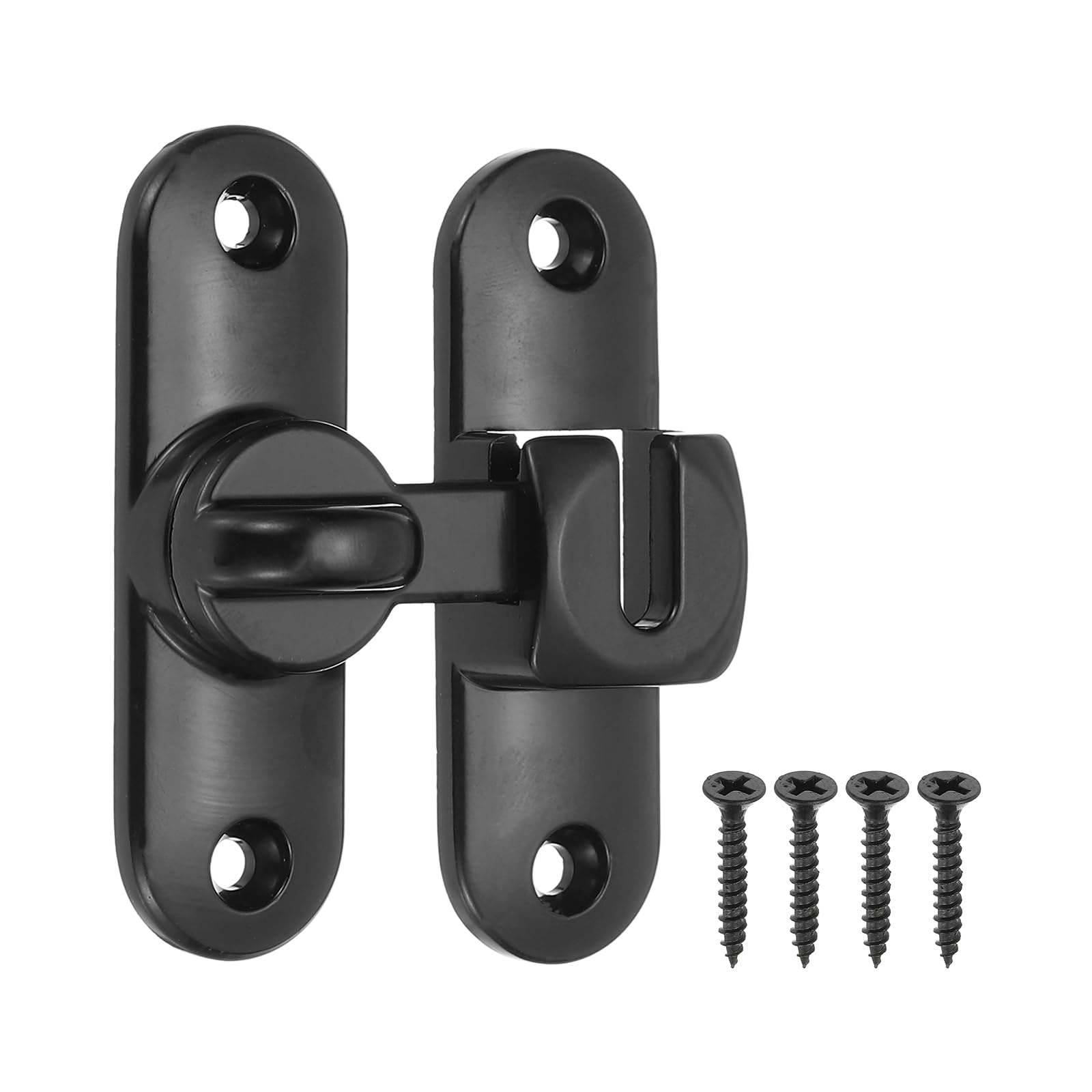 PATIKIL 1 Pack Flip Sliding Door Latch Safety Bar Gate Lock Hardware for Cabinet Bathroom Bedroom Garden, Black