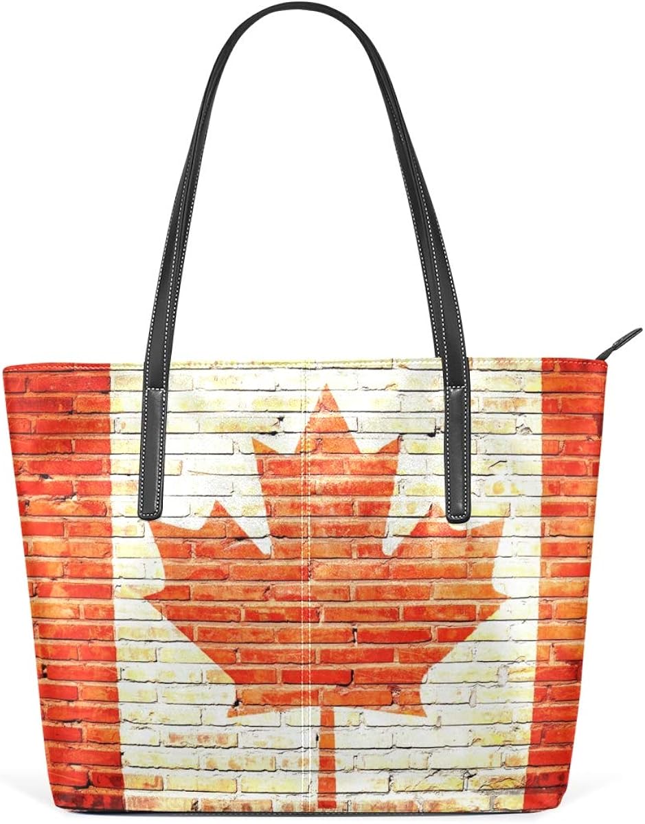 Women's Leather Tote Shoulder Bags Handbags with Flag Of