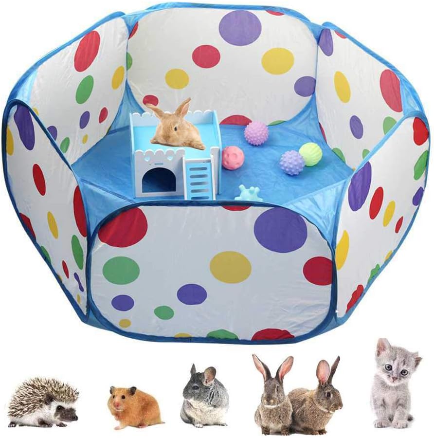 Cat Outdoor Playpen Small Animal Playpen, Chicken Brooder Box With Cover Top, Portable Outdoor Exercise Pet Cage Tent, Waterproof Breathable Pet Playpen Indoor For Chick Ktiien Bunny Hamster Guinea Pig, Black Rabbit