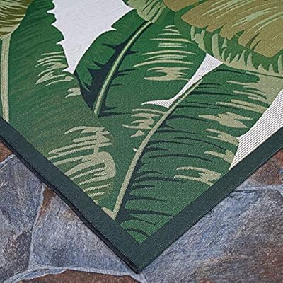 Couristan Dolce Palm Lily Indoor/Outdoor Area Rug, 4' x 5'10", Hunter Green-Ivory 6112InC59pL