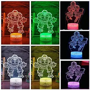 2 Pack， 3D Illusion Avengers Super Hero Night Light , 7 Color Change Decor Lamp Desk Table Night Light ( The Hunk & Spiderman)