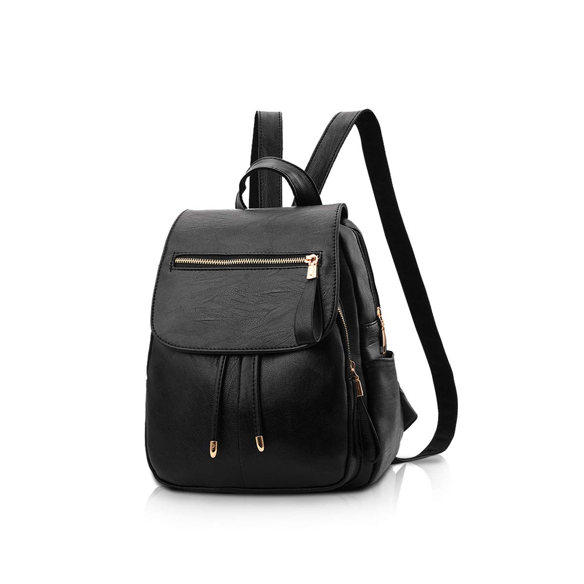 NICOLE&DORIS Fashion Women Backpack Mini Backpack Faux Leather Ladies Rucksack Shoulder Bag Purses Girls Backpack Black