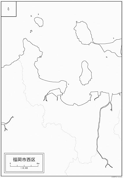 Amazon 福岡市西区の白地図 A1サイズ ２枚セット 地図 文房具 オフィス用品