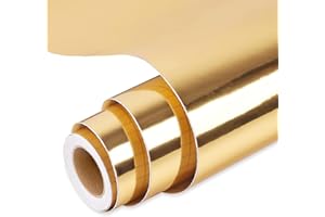 Prime Vinyl Gold Permanent Vinyl, Chrome Gold Vinyl for all Cutting Machines - 12" x 10 Ft- Chrome Metallic Adhesive Vinyl fo