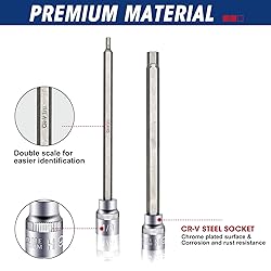 RIZOM 18-Piece 3/8 Inch Drive Extra Long Allen Hex
