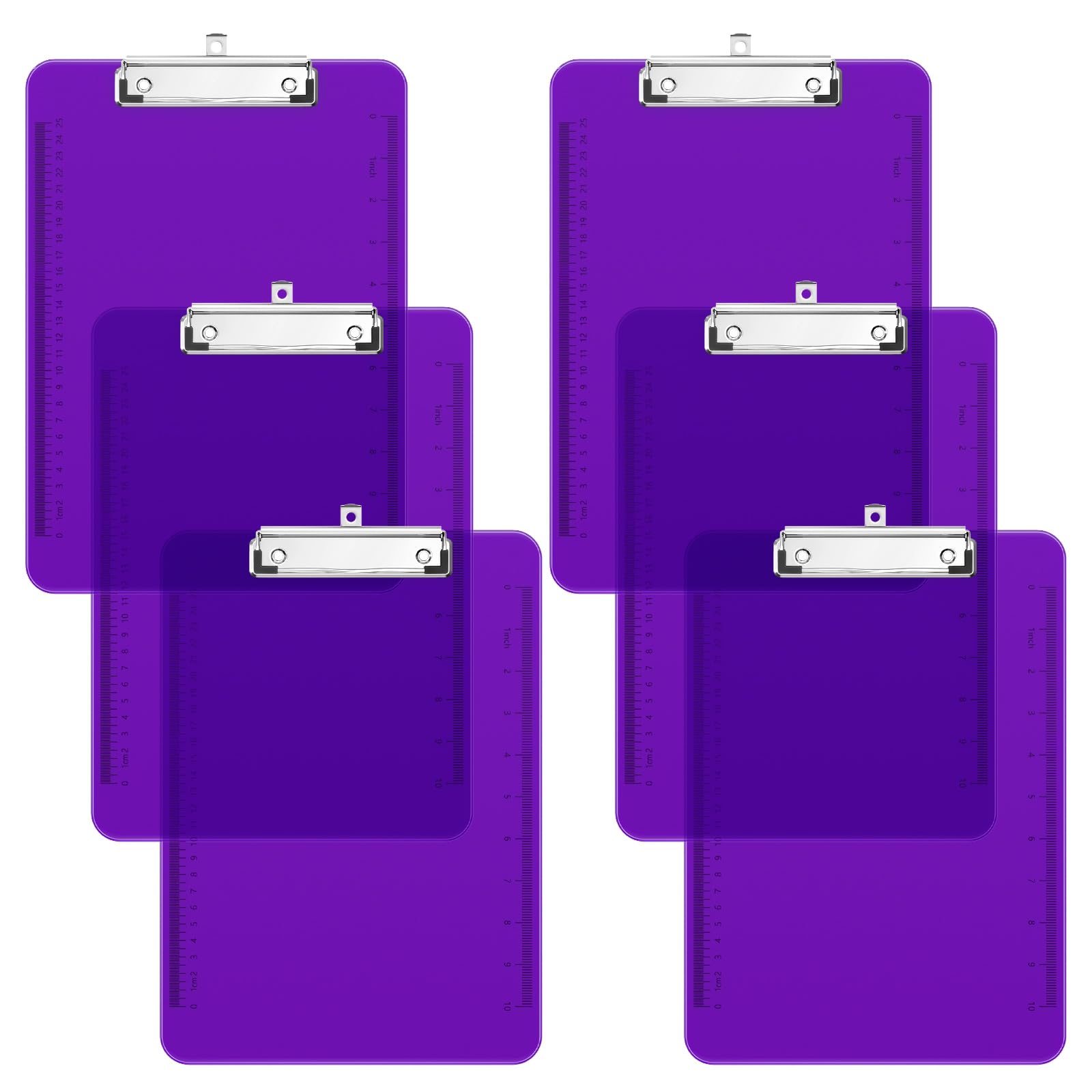 Piasoenc 6 Pack Plastic Clipboards, Translucent Clip Board with Low Profile, Office Supply, School Supplies, Letter Size 12.5 x 9 Inches,Purple