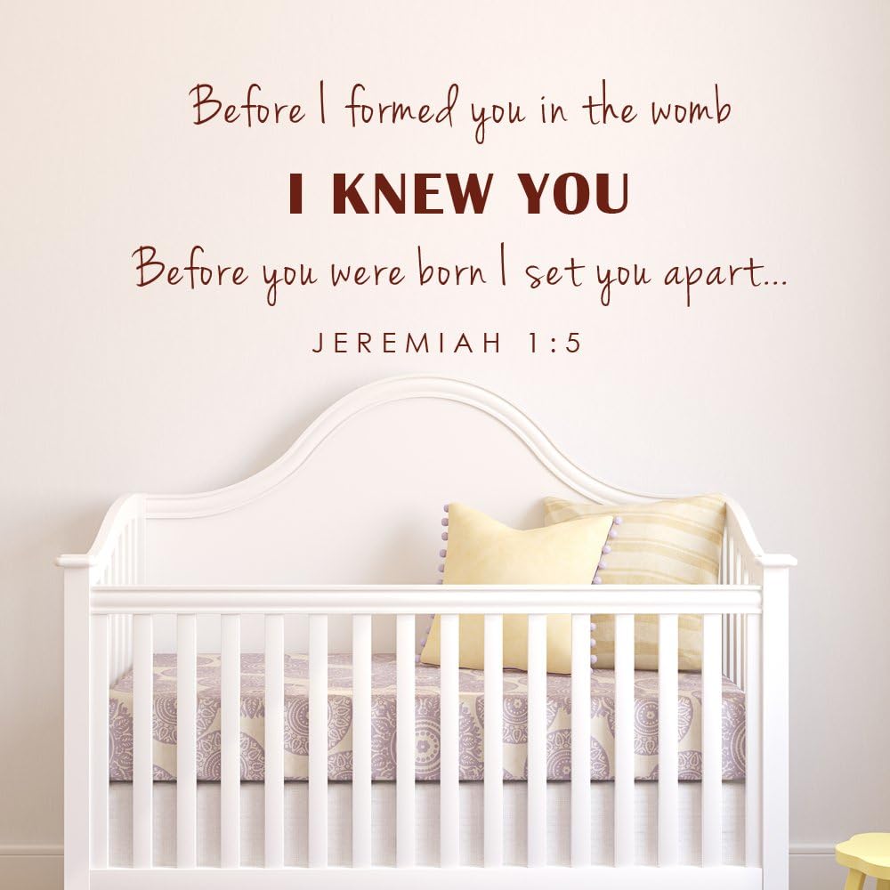 Before I formed you in the womb... Jeremiah 1:5 Bible Verse Vinyl Wall Decal Quotes (46x19 State Gray) by WallPlaza
