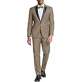 COOFANDY Mens Tuxedo Suit Set Slim Fit 2 Piece One Button Christmas Blazer Jacket Pants for Wedding,Dinner,Prom