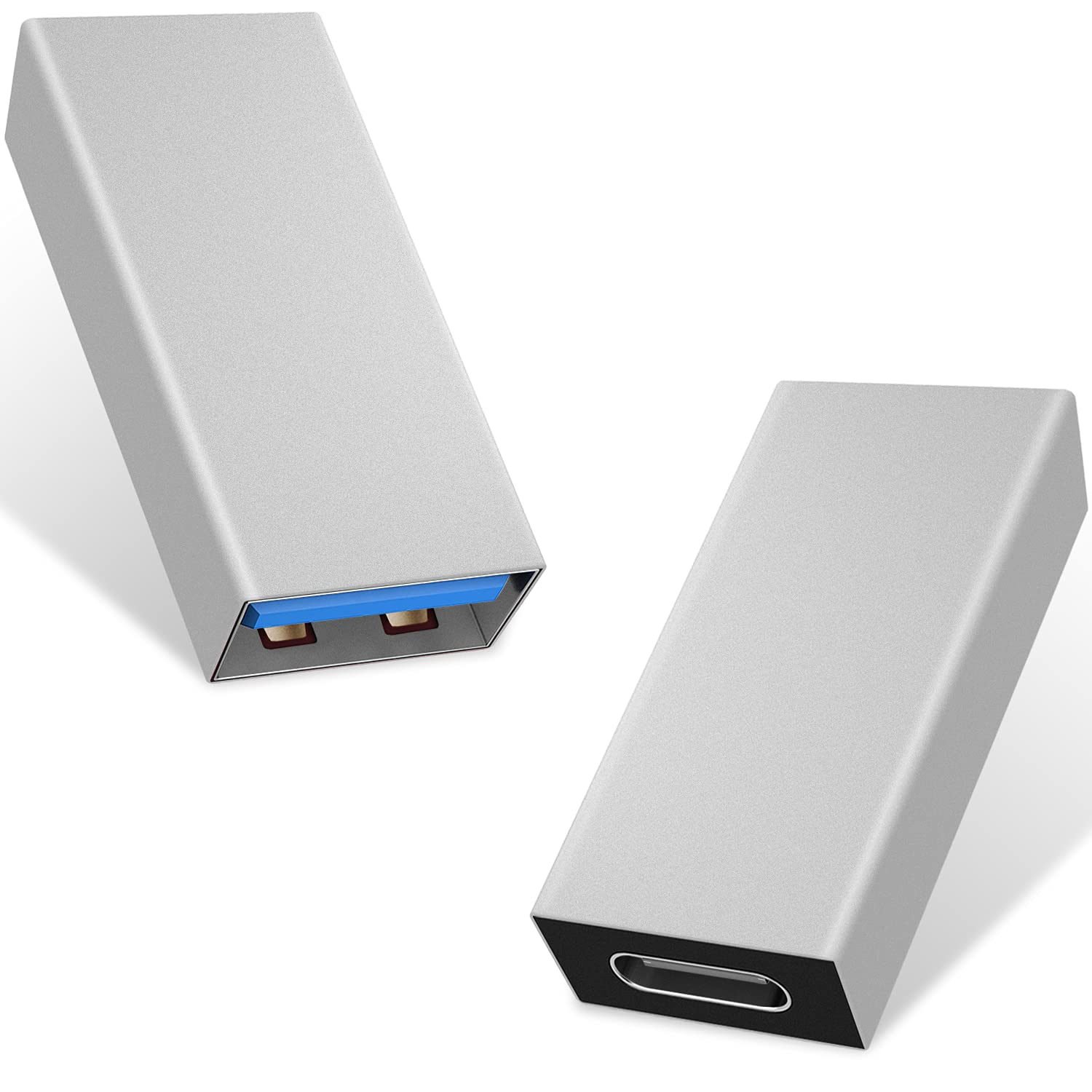 Duttek USB C to USB 3.0 Adapter, USB 3.1 Female to USB C Female Adapter Compatible with iPhone 11, Google Pixel, Samsung Galaxy S20, Huawei, Moto (Silver)