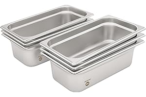 BIEAMA 6 Pack Hotel Pans, 1/3 Size 4" Deep, NSF, Commercial Stainless Steel Pan, Steam Table Pan, Catering Food Pans