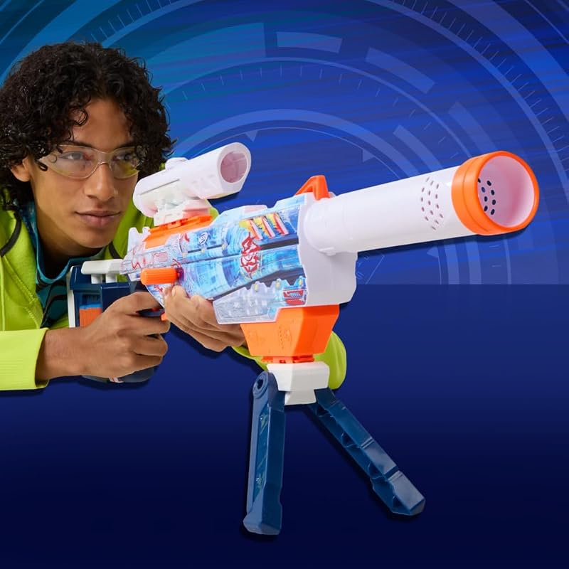 Loadout Arctic Zerostriker, Blaster et Fléchettes N1, Lanceur de Fléchettes Personnalisable en Mousse N1 pour Enfants et Ados – Canon, Crosse, Viseur et Bipied, Dès 8 Ans