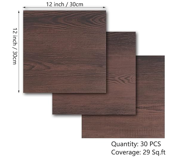 DECOTALK PEEL AND STICK FLOOR TILE WATERPROOF 30 PCS WOOD FLOORING TILES CHEERY WOODS VINYL TILE VINYL FLOOR TILES 12″X12″, SELF ADHESIVE FLOORING WOOD PLANKS FOR KITCHEN, BATHROOM