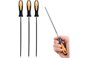Chainsaw File, 3PCS 3.2mm 1/8 Inch Steel Round Sharpening File, Chainsaw Chain Sharpener with Plastic Handle for Chain Sharpe