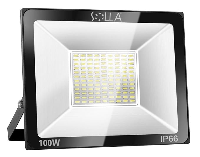 SOLLA 100W LED Strahler Flutlichtstrahler Baustrahler – Sicherheitsleuchte, 550W Äquiv, 3000K Warmweiß, 8000LM, Wasserdicht I