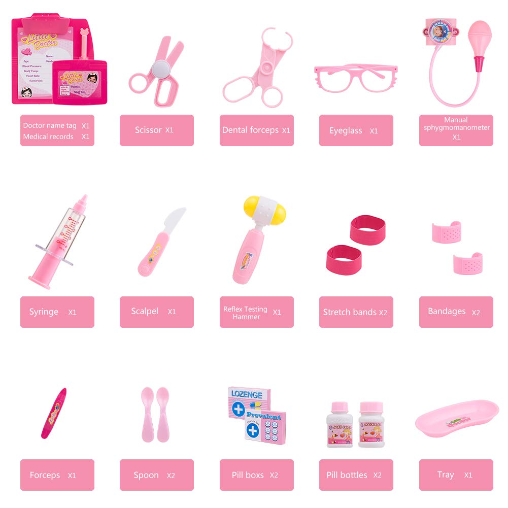 教育玩具 Gifts2u おもちゃお医者さんキット お医者さんごっこセット 子供のごっこ遊びおもちゃ B07gn2yz8f 3 6歳 歯医者さんごっこ遊び 37ピース ピンク お医者さん 新発売の