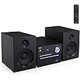 Pyle CD/DVD P.M.P.O Stereo System, 3-pc Wireless BT Streaming 6 Ohm Two-Way Wooden Speaker Box and Subwoofer, Digital Amplifier IC with MP3, USB, FM Radio, Bass Reflex Speaker