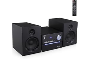 Pyle CD/DVD P.M.P.O Stereo System, 3-pc Wireless BT Streaming 6 Ohm Two-Way Wooden Speaker Box and Subwoofer, Digital Amplifier IC with MP3, USB, FM Radio, Bass Reflex Speaker