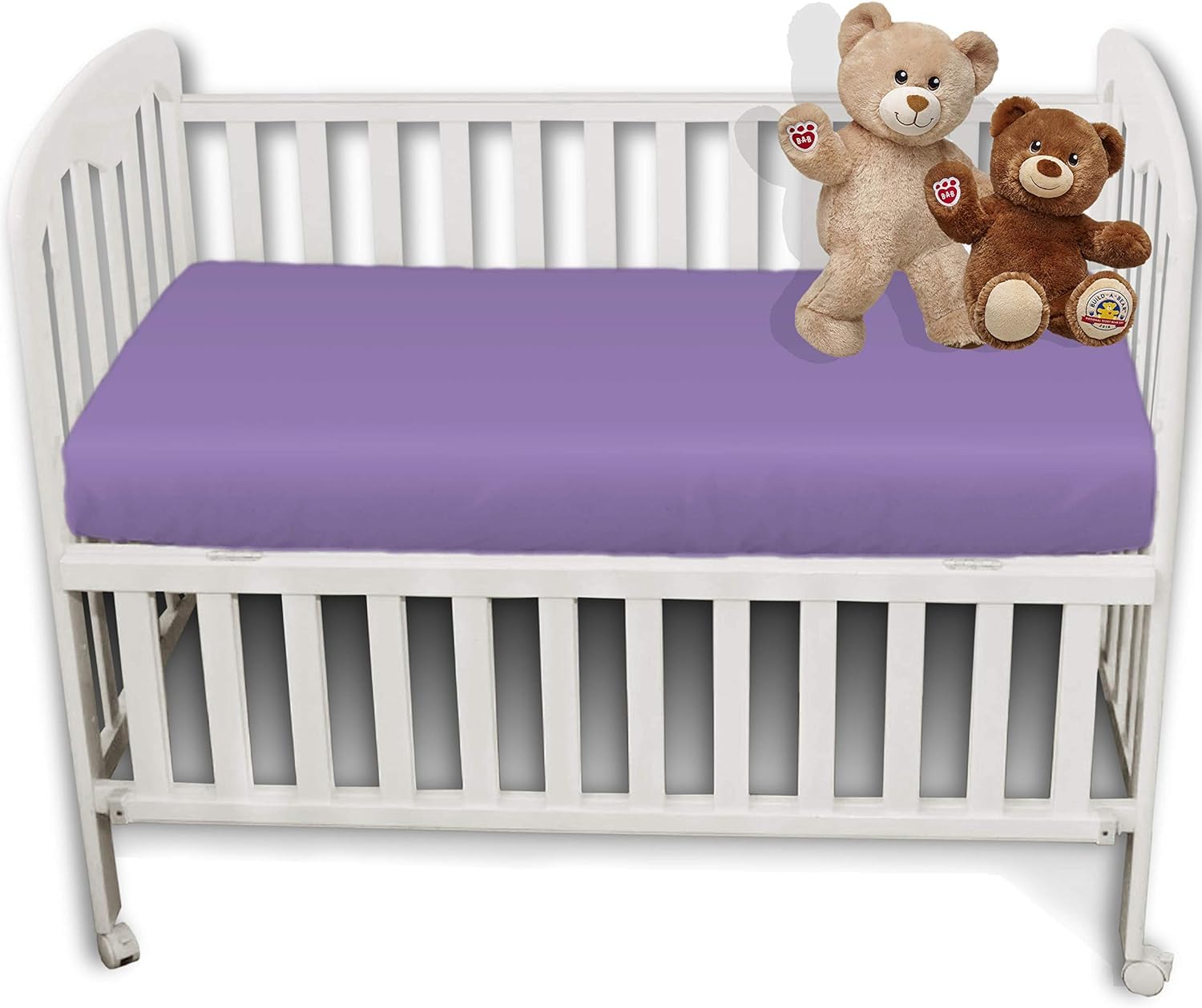 2 Pack Cot Bed Anti-Allergy, Breathable, Easy Care Fitted Sheets for Babies, Toddlers and Nurseries (Lilac, Cot Bed (70CM x 140CM))