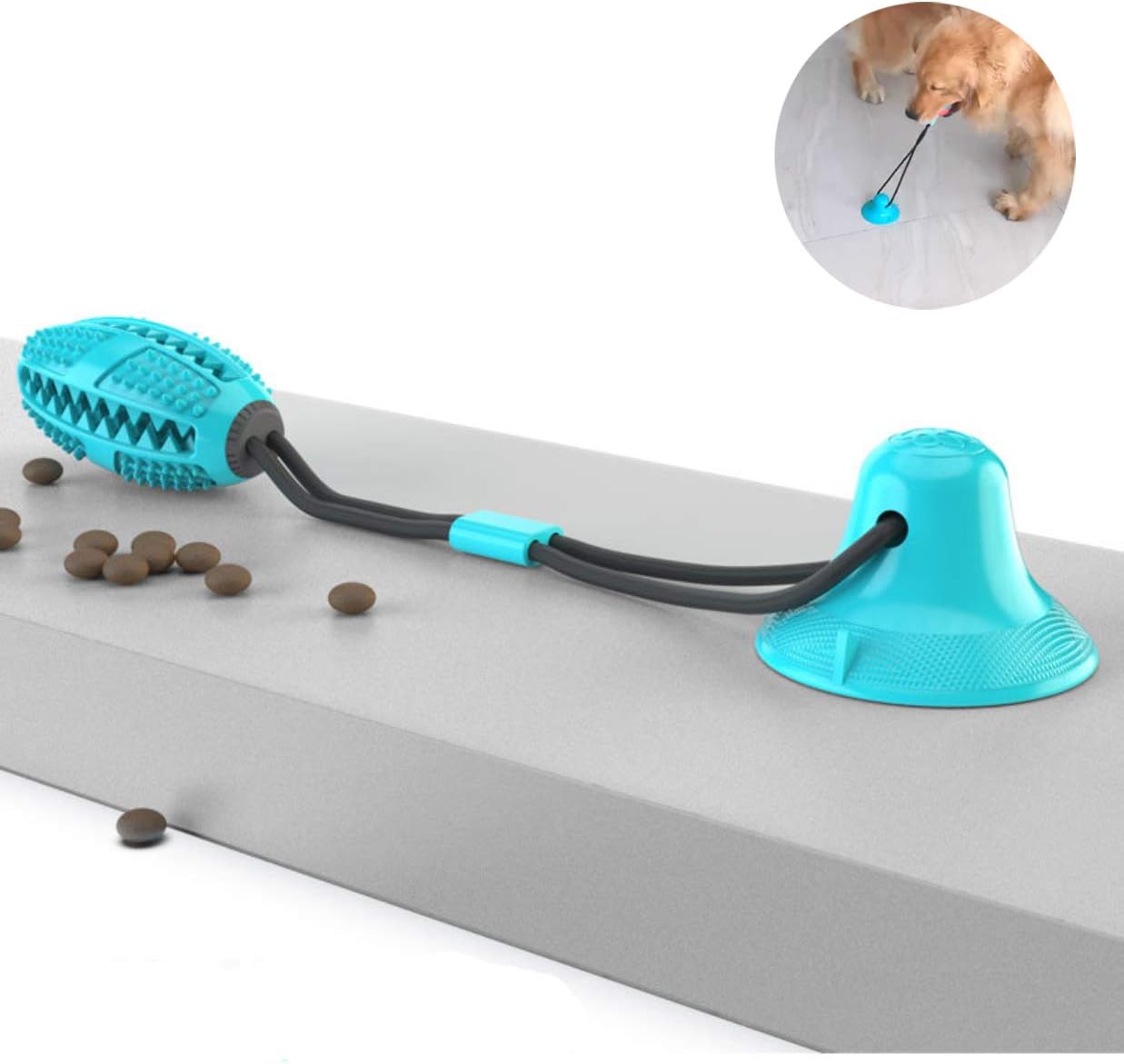 Linidi Suction Cup Dog Toy Pet Molar Bite Dog Suction Toy with Suction Cup Multifunction Interactive Dog Rope Molar Toys Self-Playing Rubber Ball Chew Toy Dispensing Ball for Dogs