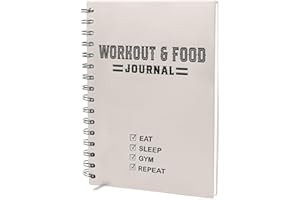Nextnoid Hardcover Fitness & Food Journal - Workout & Meal Planner Notebook for Women & Men - A5 Sturdy Food Tracker Journal to Track Diet, Gym & Home Workouts - Beige