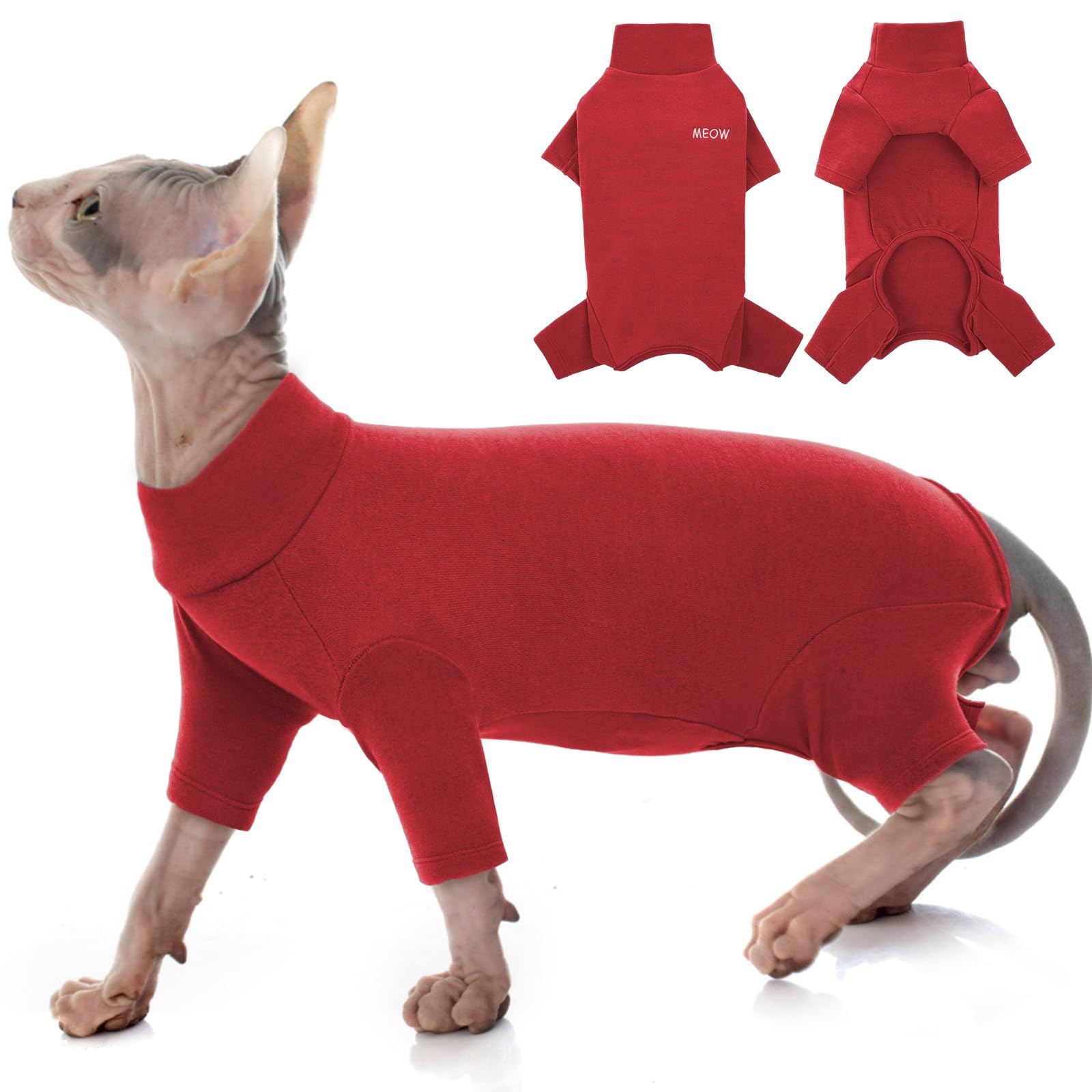Cat Pullover, Cat Warm Jumper Kitten Pullover Small Cat Jacket(Red, S) — image 1
