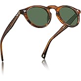 CARFIA Retro Mens Sunglasses Women Polarized UV400 Protection, Small Round Acetate Italian Luxury Style Driving Shades