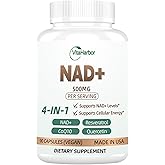 NAD Supplement 500mg, Pure Organic NAD+ Supplement for Women & Men, NAD+ with Trans-Resveratrol & CoQ10 & Quercetin for Cellular Energy & Healthy Aging, NMN Alternative (90 Vegan Caps)