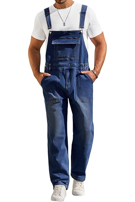 Longbida Denim Bib Jumpsuit LONGBIDA Men's Slim Fit Denim Bib