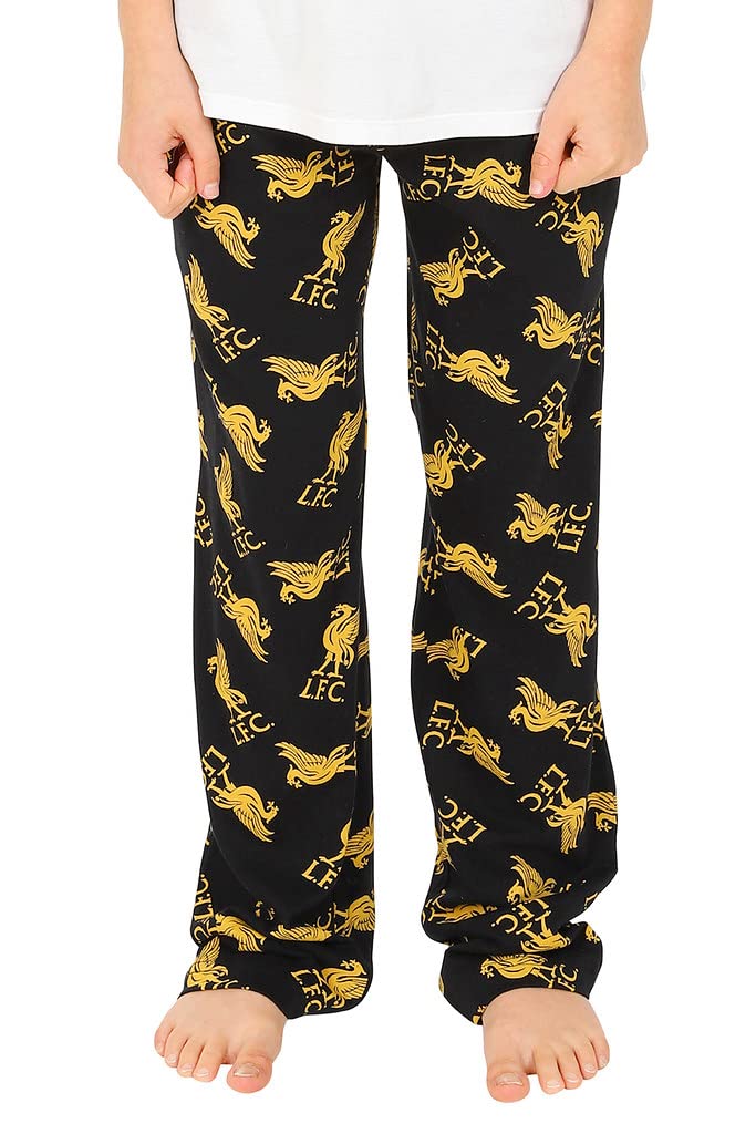 Official Liverpool FC Boys Lounge Pants Black Gold Cotton (12-13 Years)