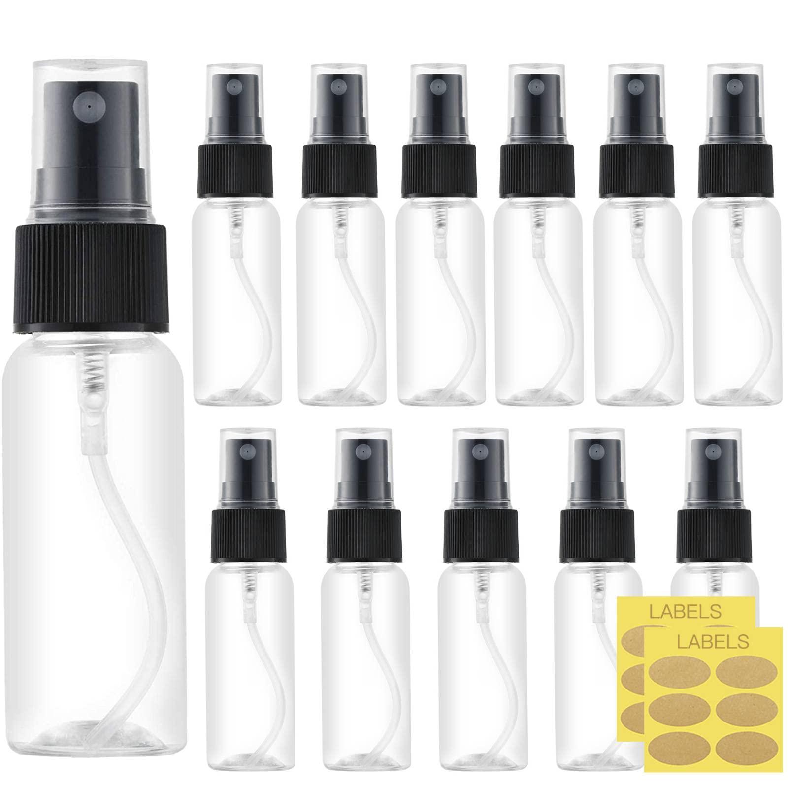 Toureal 30ML Fine Mist Spray Bottle 12pcs Empty Travel Small Mister Refillable Dispenser Spritzer Container for Cosmetics (Clear/Transparent)
