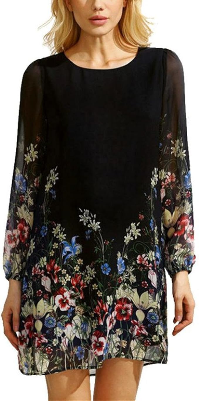 Kleid Blumen Langarm