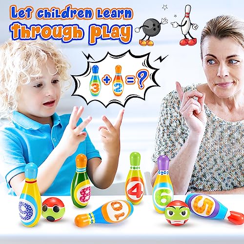 Qukir Bowling Set Kids, Toys for 2 3 4 Year Old Boy Girl Gift for 1-6 Year Olds Boys Toys Age 3-5 Toddler Toys Kids Toys Age 2-6 Outdoor Toy for 1-3 Year Old Learning Toy for 2 Year Old Kid Gifts
