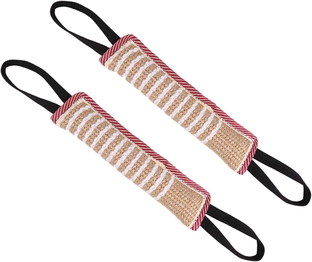 Opopark 2 Pieces Dog Tug Toy with 2 Handles Durable Jute Medium to Large Dogs