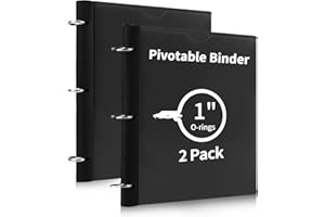 Tashkummy 360° Pivotable 3 Ring Binder, Upgraded Foldable Binders 1 inch 2 Pack, Thin Small Three Ring Binder Fits 8.5" x 11", for Home, School and Office Binders Supplies - Black