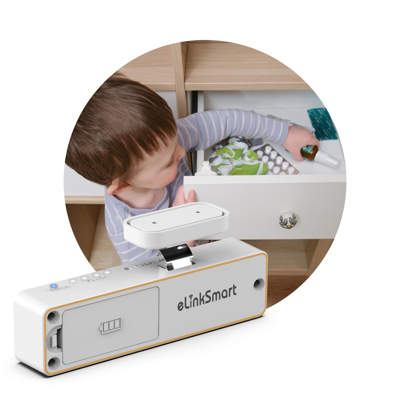 Photo 1 of Cabinet Lock NFC RFID Card eLinkSmart Slim Hidden Drawer Lock for Child Safety Cupboard Door Liquor File Kitchen Pantry Furniture Double-Layer Drawer No Drilling Required White