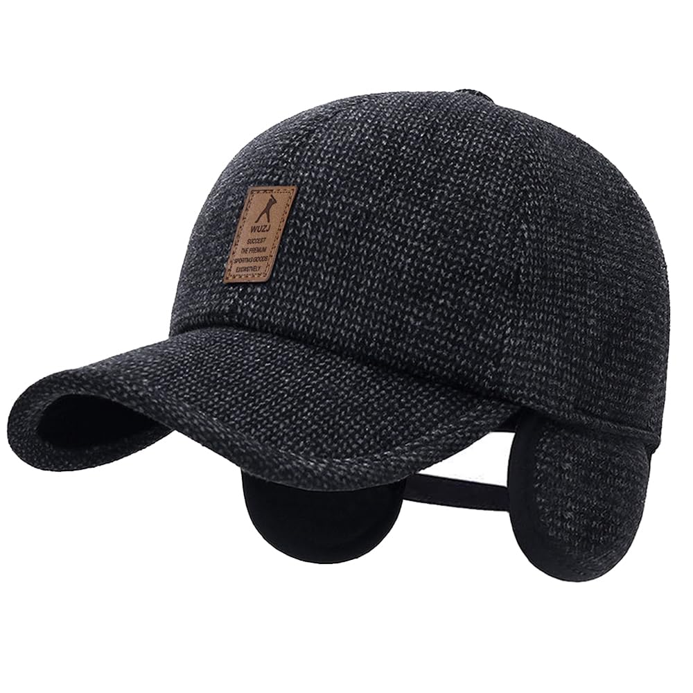 WUZJ Winter for Men Outdoor Hat, Adjustable Warm Sport Golf Baseball Cap Hats Dad Caps Earflaps Thicken 55-60CM (Brown)