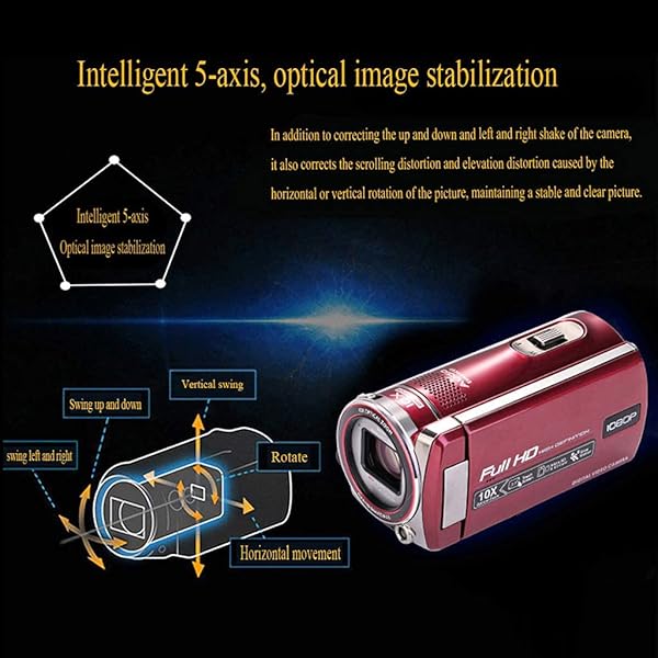 KDMB Digital Video Camera Professional Camera10X Optical Image Stabilization Optical Zoom Video Camera16 Million PixelsFull HD 1080P 3 0 Inch 270 Degree Rotation Touch Screen1Red