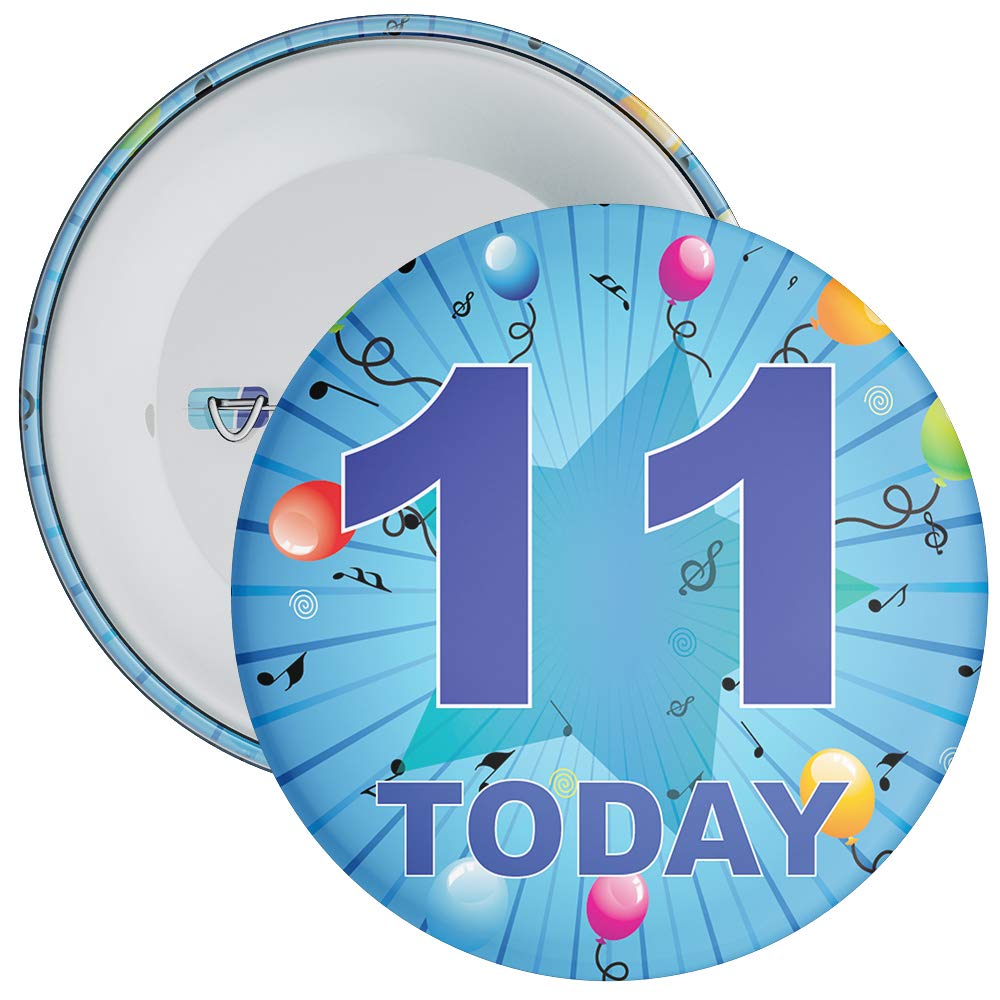 Blue 11th Birthday Badge in a choice of sizes (59mm)