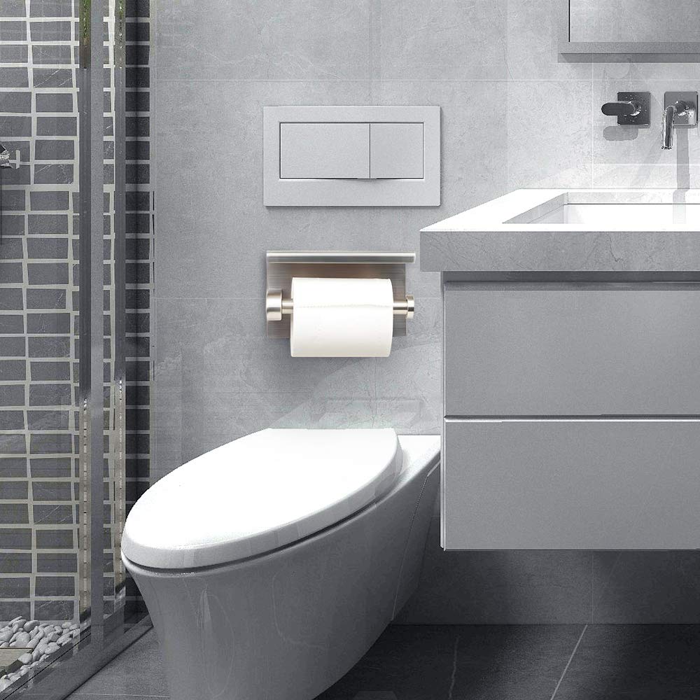 Porta Carta Igienica con Porta Cellulare, Porta Carta Igienica Adesivo Porta Carta Igienica Senza Foratura,Porta Rotolo Alluminio,Finitura Opaca (argento)