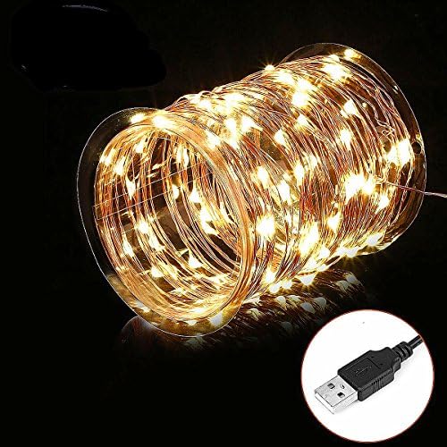 Moongate LED String Lights,Waterproof Fairy String Lights 100 Leds 33ft Starry String Lights USB Powered Copper Wire Lights for Bedroom, Party, Wedding, Christmas Decorative Lights (Warm White)