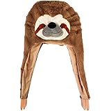 Tigerdoe Animal Hood Hat - Sloth Hat- Plush Animal Hats - Sloth Accessories - Sloth Gift Brown