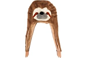 Tigerdoe Animal Hood Hat - Sloth Hat - Plush Animal Hats - Sloth Accessories - Sloth Gift Brown