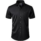 J.VER Mens Short Sleeve Dress Shirts Solid Wrinkle Free Casual Button Down Shirt with Pocket
