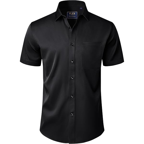 Amazon.com: TOSKIP Men's Slim Fit Solid Dress Shirts Button Down Cotton  Short Sleeve Shirt Black S : Clothing, Shoes & Jewelry