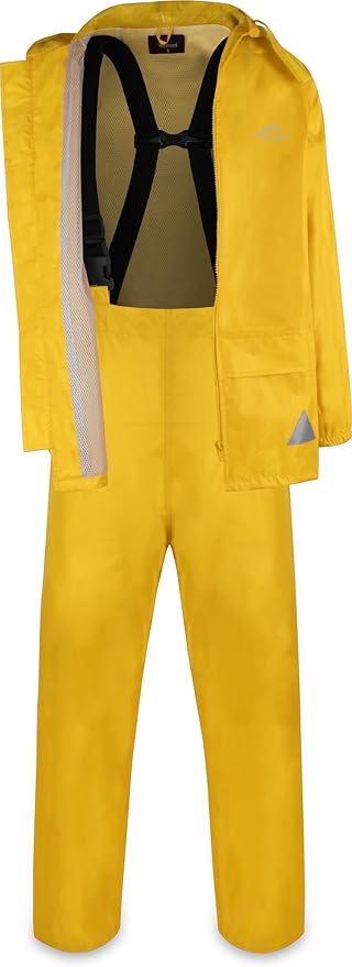 normani Wasserdichter Regenanzug, Regenkombi aus Regenjacke und Regenhose mit Hosenträger - Unisex