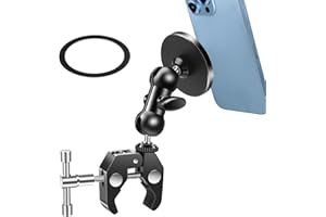 EEEKit All-Metal Magnetic Bike Phone Holder, 360° Rotating Handlebar Clamp Mount for Motorcycle, Bicycle, Scooter, Compatible