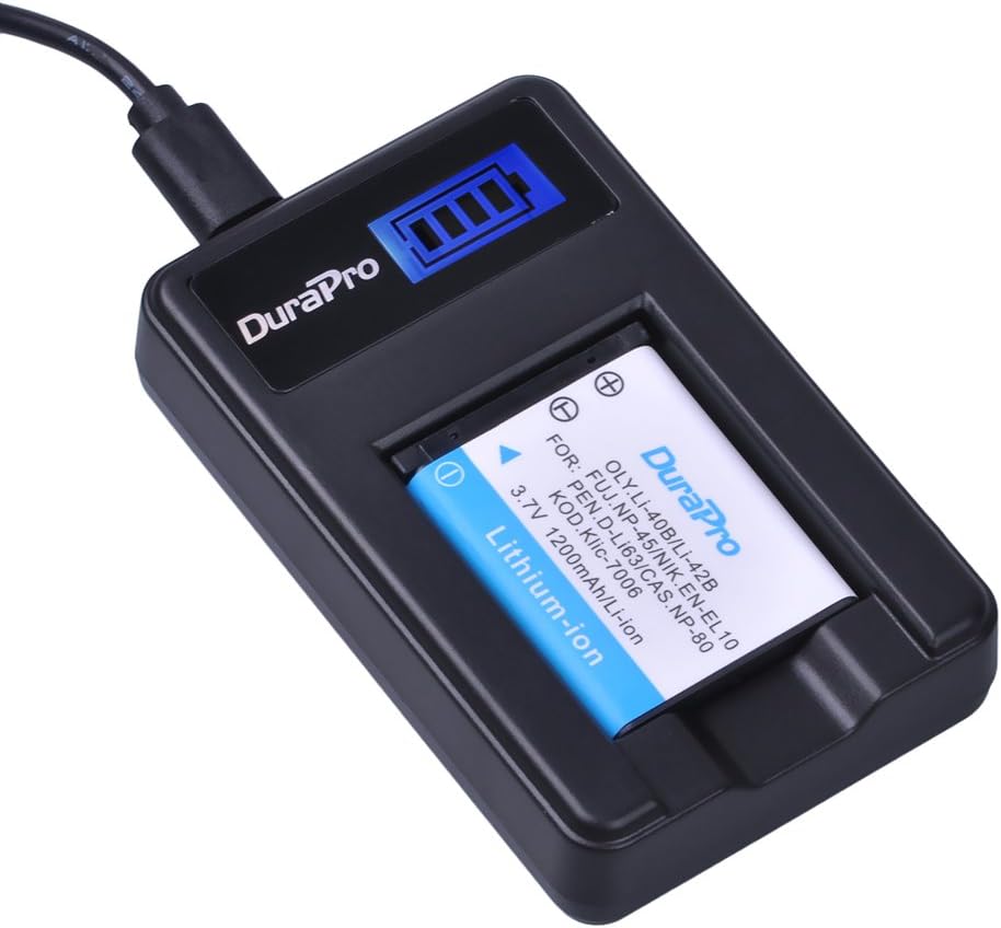 DuraPro 2Pcs 3.7V 1200mAh EN-EL10 Li-40B NP-45 Battery + LCD USB Charger for Olympus Li-42B Fujifilm NP-45 Nikon EN-EL10 D-Li63 D-Li108 NP-80 CNP80 KLIC-7006 - Image 5
