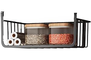 Under Shelf Storage Basket Multipurpose All Metal Under Shelf Wire Basket for Kitchen Office Pantry Desk Bookshelf M Black fo